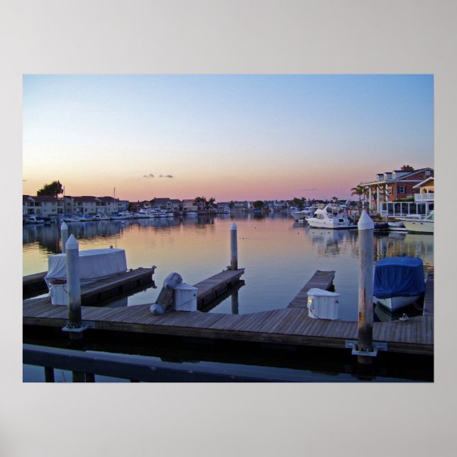 Huntington Harbor Sunset Poster (Frente)