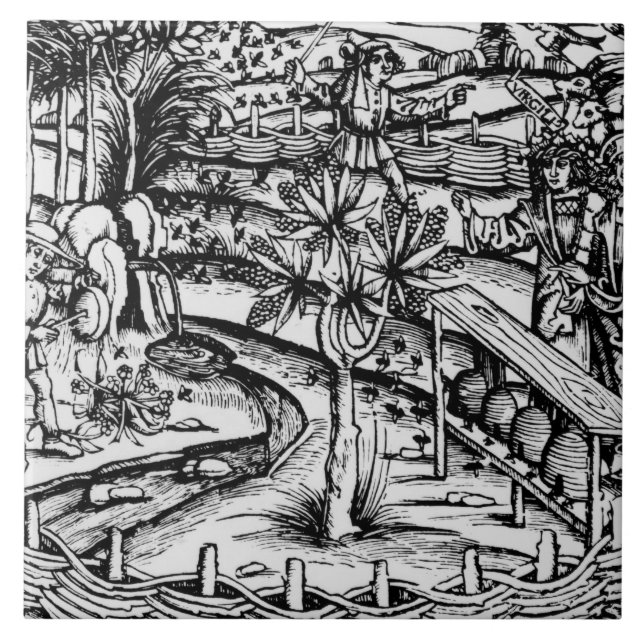 Husbandsmen felizes que tendem as abelhas, (Frente)