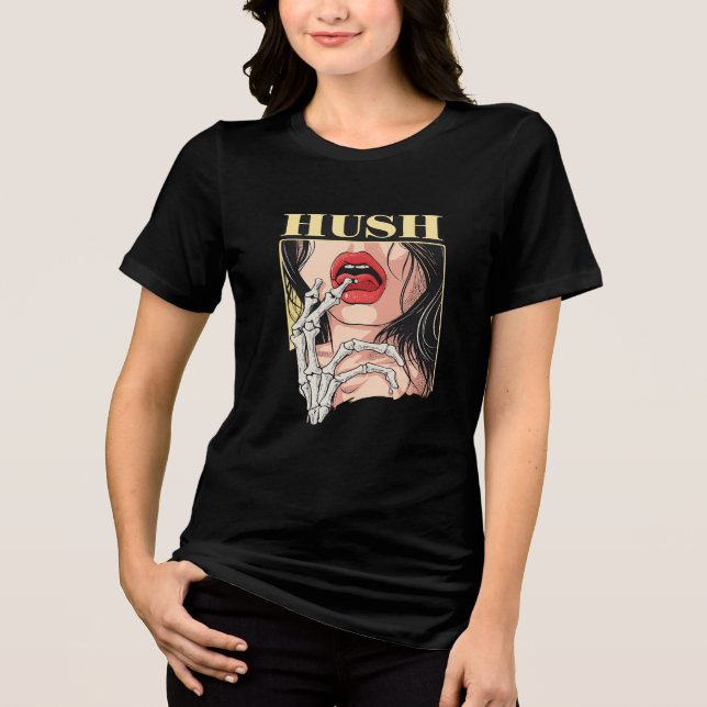 HUSH Graphic Women's T-Shirt – Bold Aesthetic Art  (Frente)