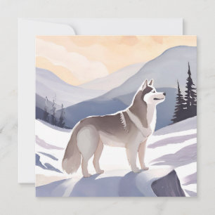 Husky do Alasca Cartão de Aquarela Dog Mountain