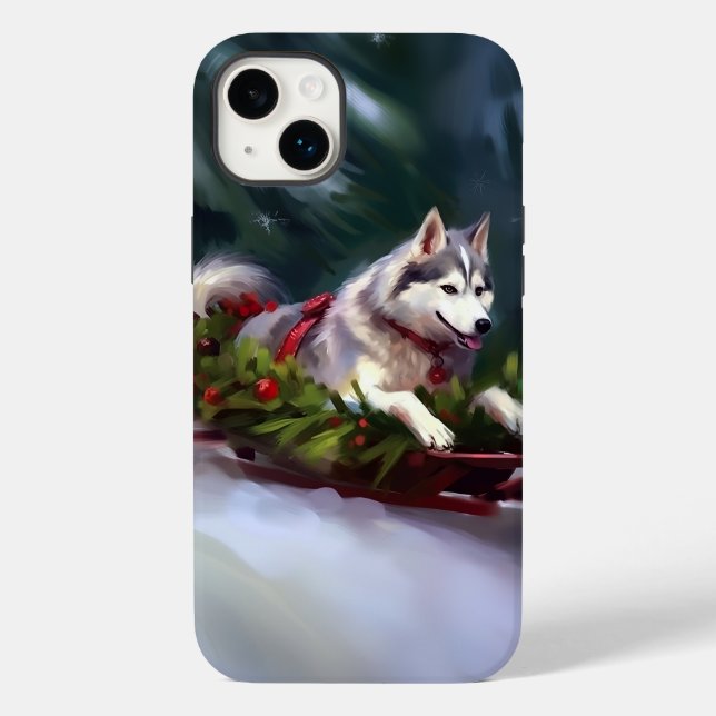 Husky Siberiano Natal neve inverno (Verso)