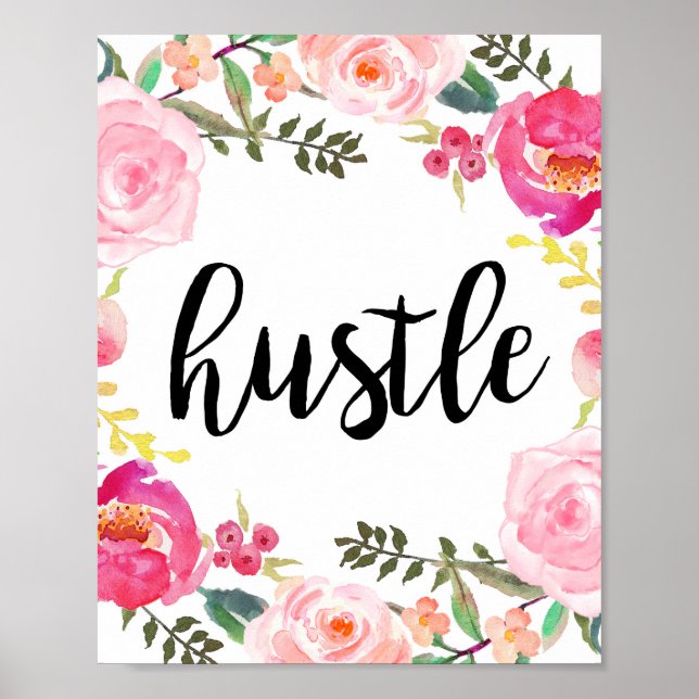 Hustle, Arte Imprimível, Poster de Motivação, Escr (Frente)