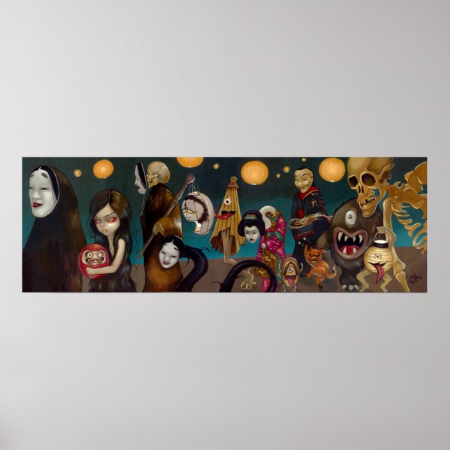 Hyakki Yakō yokai Art Impressão gótico japonês (Frente)