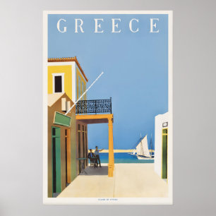 Hydra Grécia Pôster de Viagem Vintage Mediterrâneo