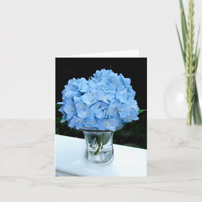 Hydrangea azul em um cartão de nota de Vazio Vase (Frente)