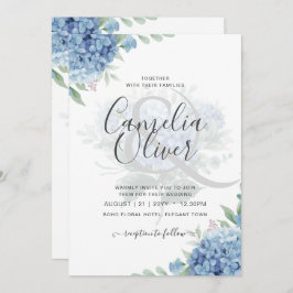Hydrangea Azul Moderno Convite para Casamento Flor