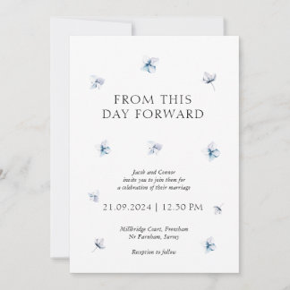 Hydrangea Azul Moderno Convite para Casamento Flor
