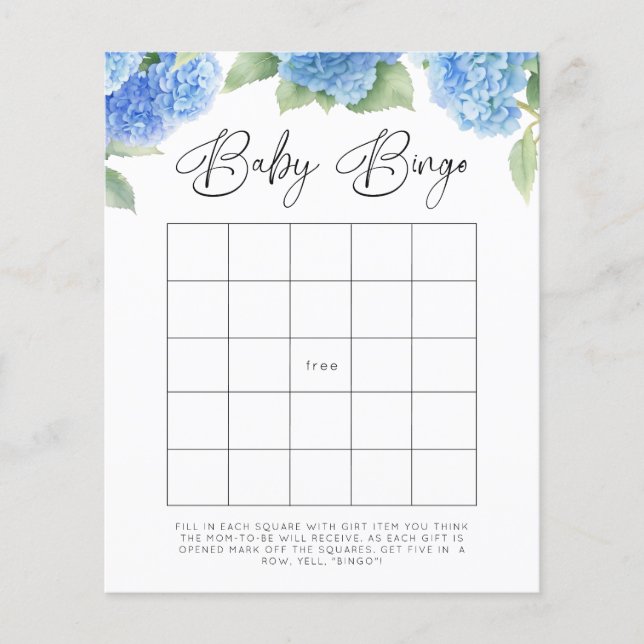 Hydrangea Baby Bingo Games (Frente)