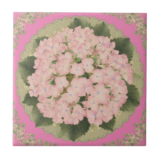 Hydrangea Blooms Rosa Padrão Floral Azulejo cerâmi