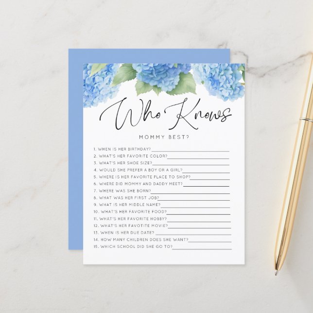 Hydrangea Blue Flowers Que Conhece Mamães De Joven (Frente/Verso In Situ)