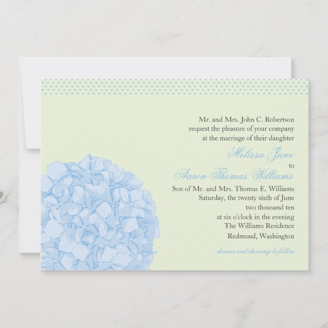 Hydrangea + Bolinhas que Wedding o convite (Frente)
