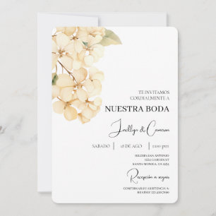 Hydrangea Branca Convite De Casamento Espanhol