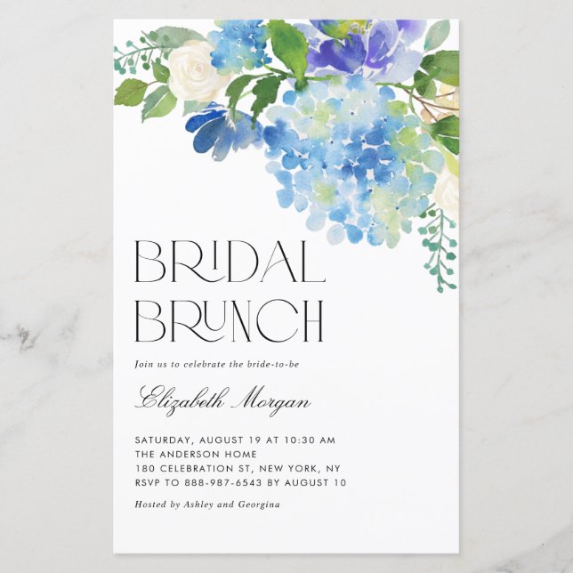Hydrangea Bridal Brunch Invital (Frente)