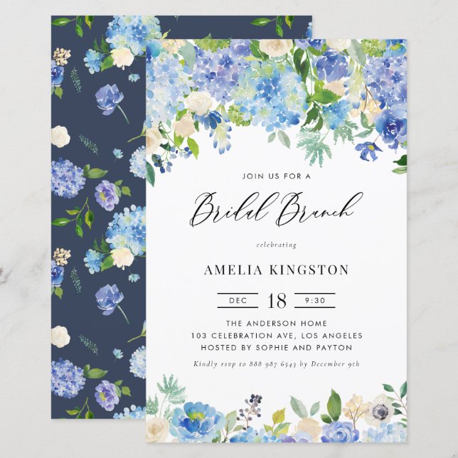 Hydrangea Bridal Brunch Invital (Frente/Verso)