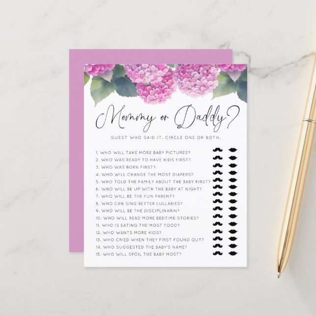 Hydrangea Chá de fraldas ou Pai Games (Frente/Verso In Situ)