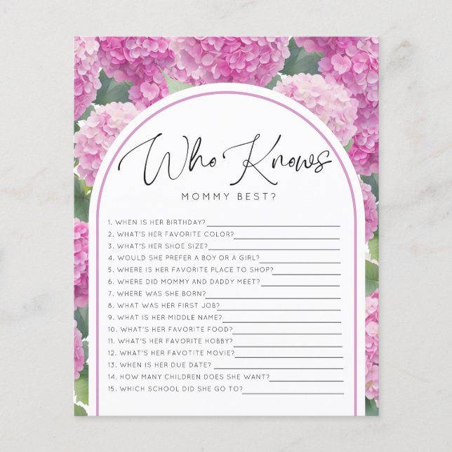 Hydrangea Chá de fraldas Que Conhece Jogos De Mamã (Frente)