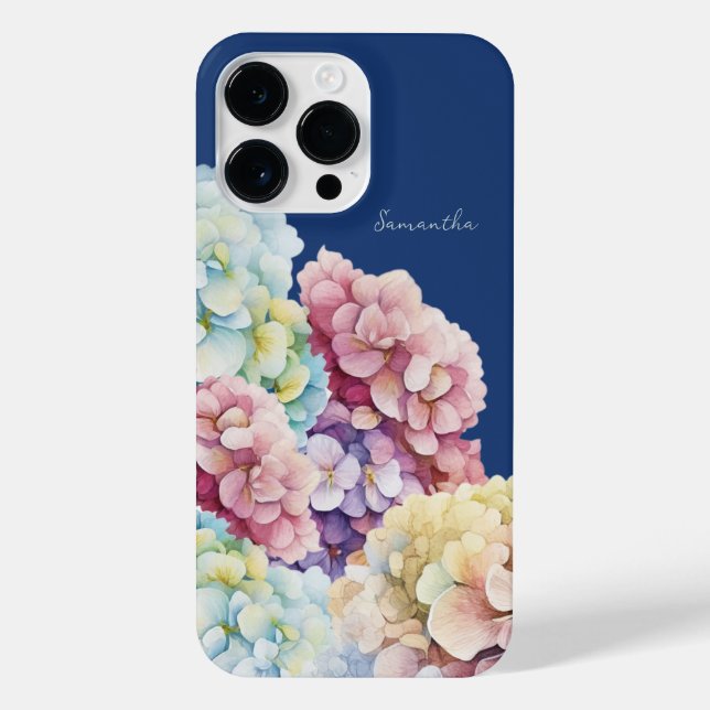 Hydrangea de Aquarela Azul Personalizado (Verso)