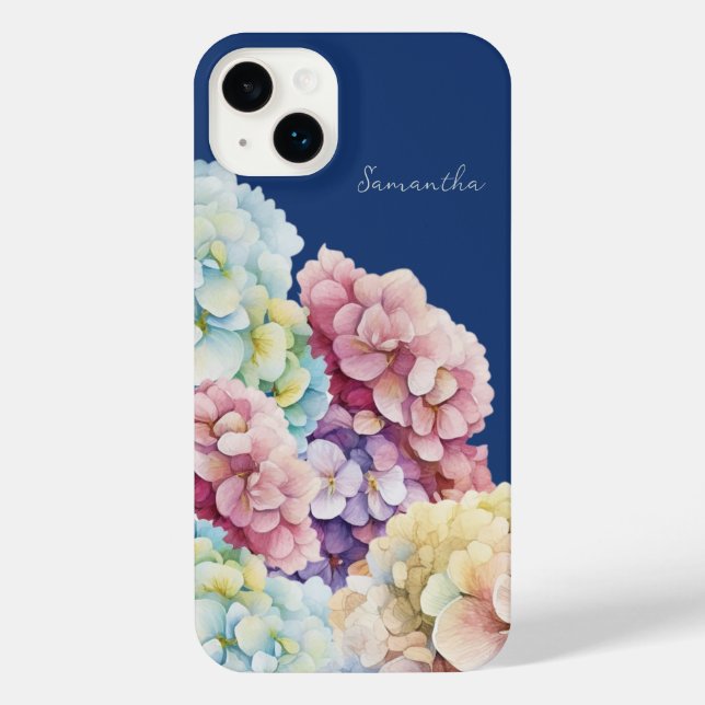 Hydrangea de Aquarela Azul Personalizado (Verso)