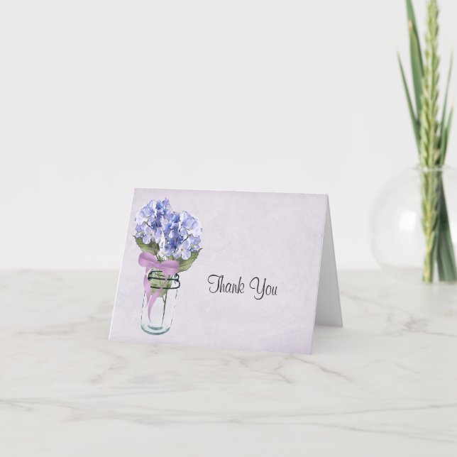Hydrangea em um Jar Mason - Cartões de agradecimen (Frente)