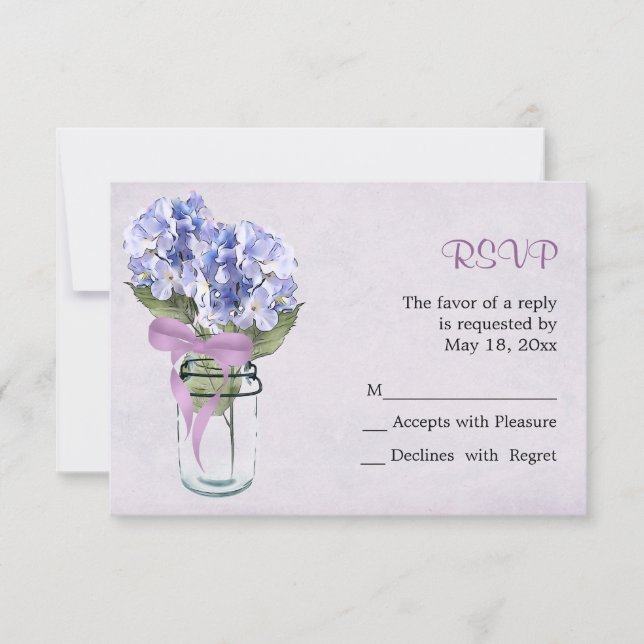 Hydrangea em uma placa Mason Jar - RSVP (Frente)