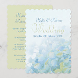 Hydrangea floral azul convite de casamento verde