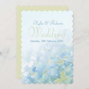 Hydrangea floral azul convite de casamento verde