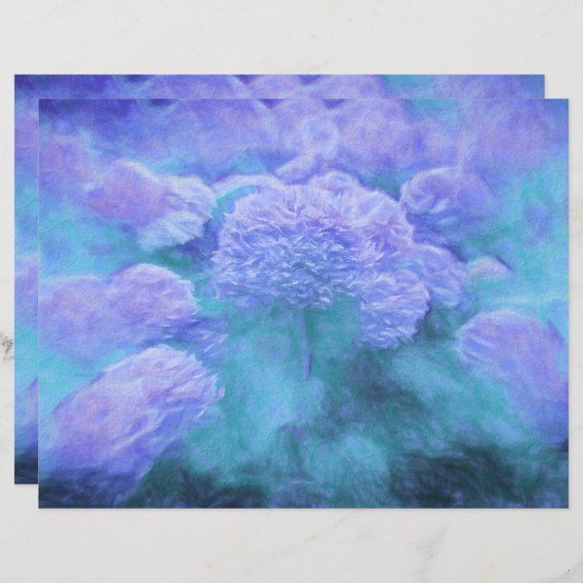 Hydrangea Floral Chic Purple Teal Vintage (Frente/Verso)