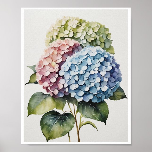Hydrangea Flowers Handmade Poster (Frente)