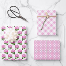 Hydrangea Gingham rosa e padrão de Bolinhas