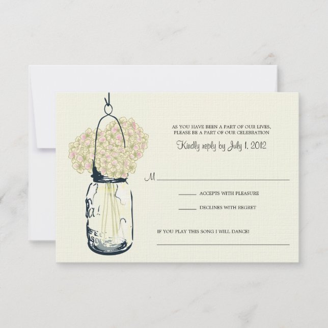 Hydrangea & Mason Jar Wedding RSVP (Frente)