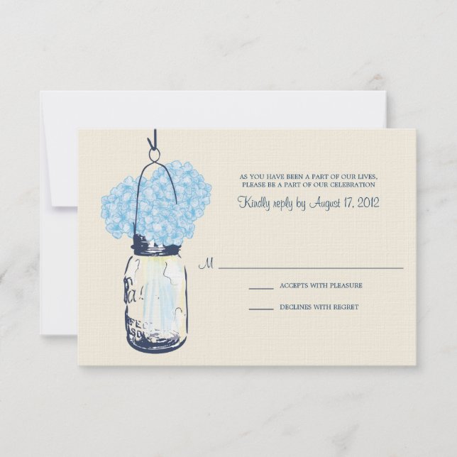 Hydrangea & Mason Jar Wedding RSVP (Frente)