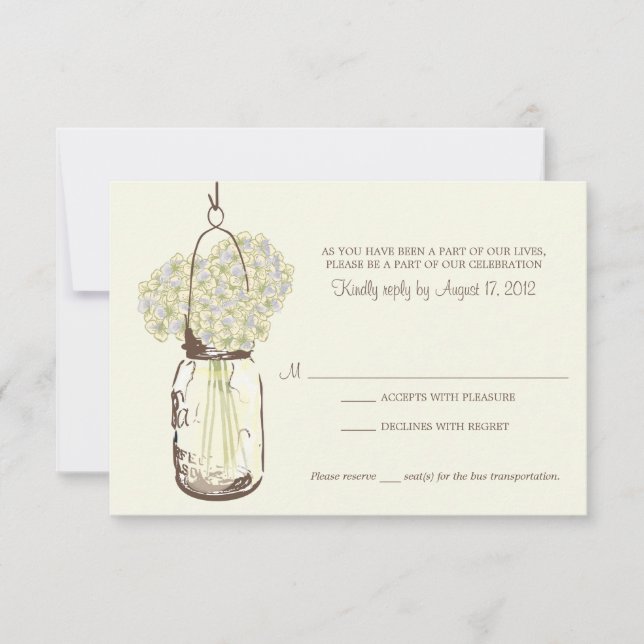 Hydrangea & Mason Jar Wedding RSVP (Frente)