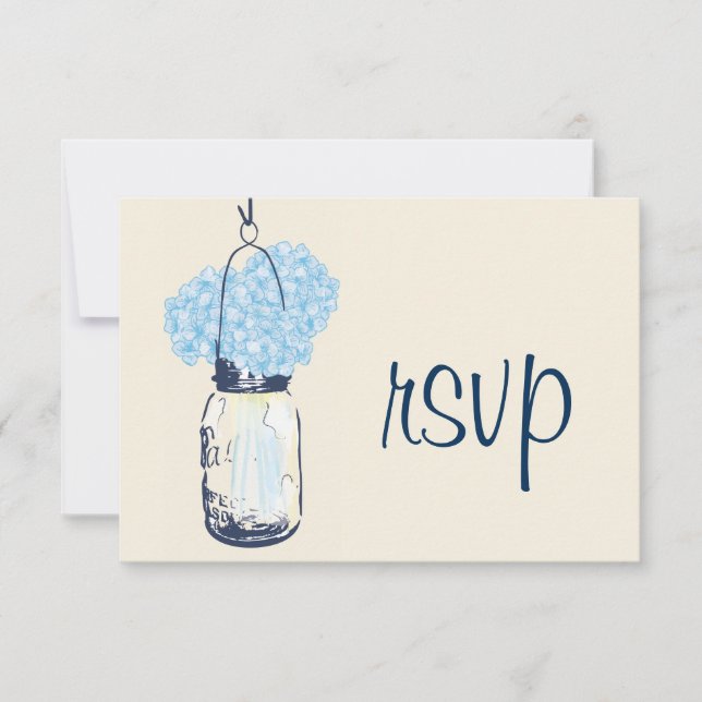 Hydrangea & Mason Jar Wedding RSVP (Frente)