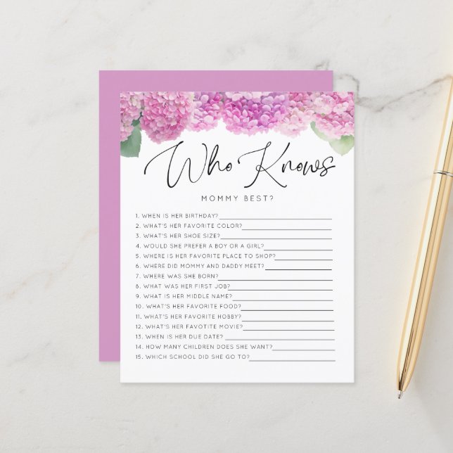 Hydrangea Rosa Que Conhece Os Jogos De Bebê Da Mam (Frente/Verso In Situ)