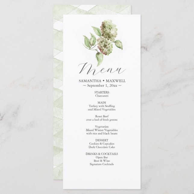 Hydrangea Wedding Menus  (Frente/Verso)