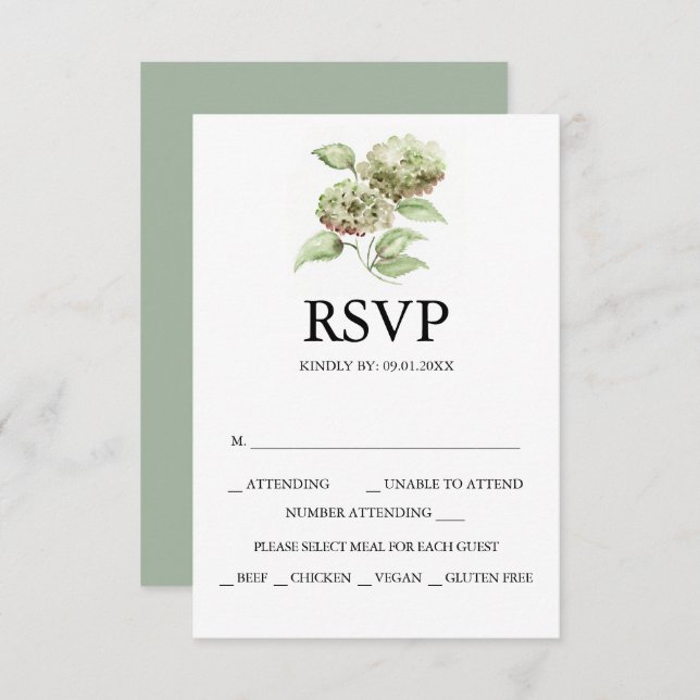 Hydrangea Wedding RSVP Cards (Frente/Verso)