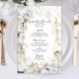 Hydrangea White Flowers Watercolor Menu Casamento
