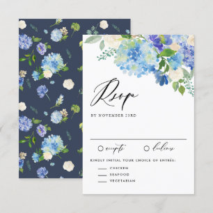 Hydrangeas azuis RSVP da aguarela com entrada II