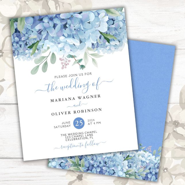 Hydrangeas Azul de Orçamento Convite para Casament (Criador carregado)