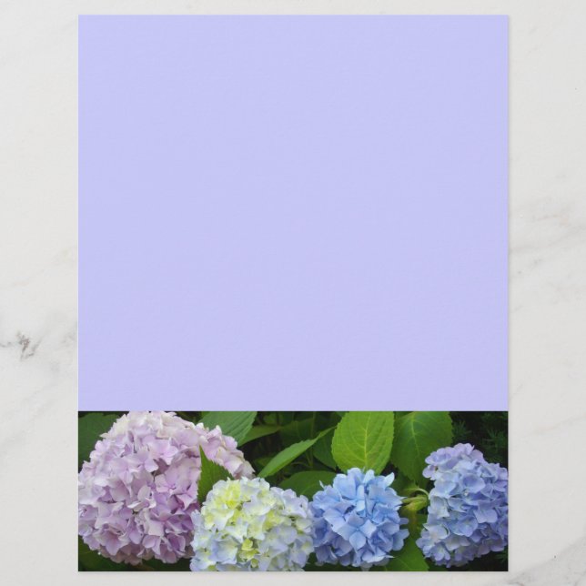 Hydrangeas florais azul púrpura (Frente)