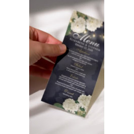 Hydrangeas Flores String Luzes Azul Menu Casamento