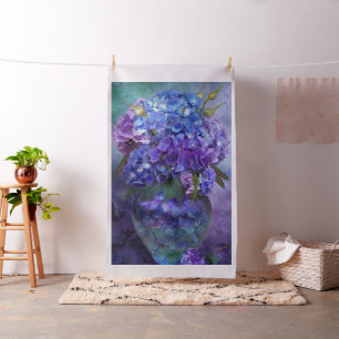 Hydrangeas no tecido da arte do vaso do Hydrangea