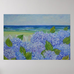 Hydrangeas pelo poster do mar