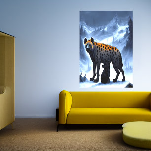 Hyena na montanha de neve   AI Art Poster