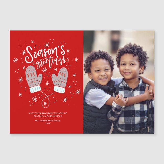 Hygge Mittens Natal - Cartão Magnético (Frente)