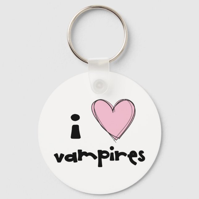 I <3 Vampiros - chaveiro rosa (Frente)