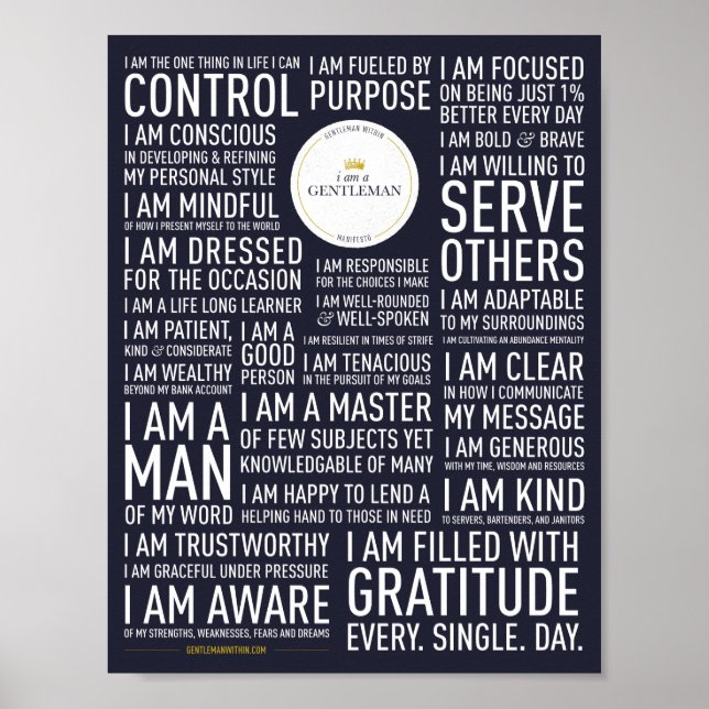I Am A Gentleman Manifesto Poster (Blue) (Frente)