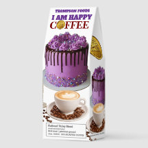 I AM HAPPY 6 Coffee, 12oz Bag, Dark Roast, Flath