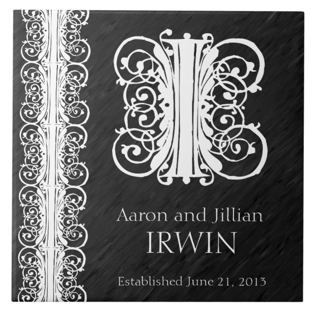 i Azulejo de Casamento "White Lace on Black" (Frente)