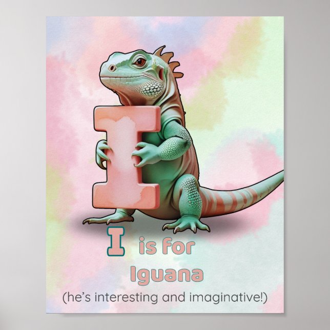 I é para Iguana – Poster de Berçário de Animais do (Frente)